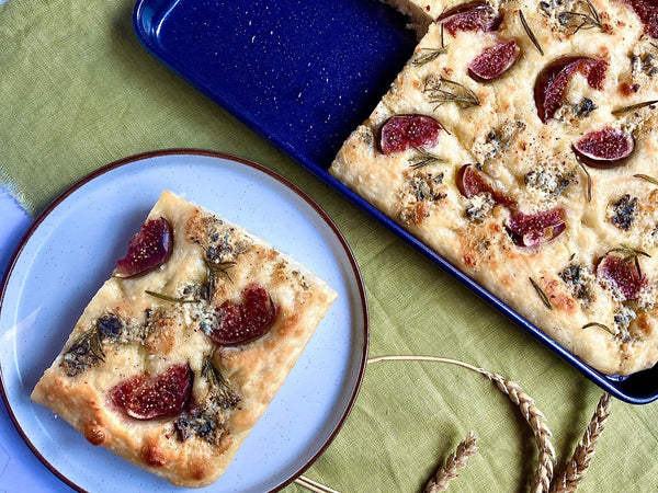 No-knead Figs, Blue Cheese and Rosemary Focaccia Bread