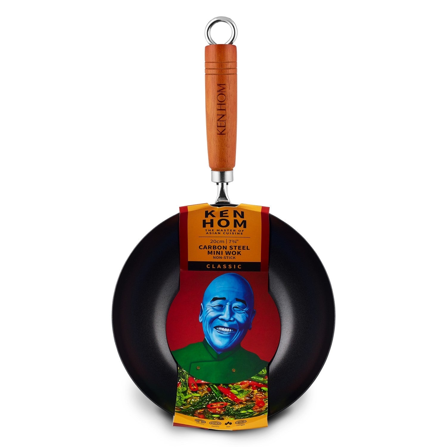 Ken Hom Mini-Wok aus Karbonstahl, 20 cm, Antihaftbeschichtet, klassisch, nicht induktionsgeeignet/Holzgriff/Pfanne mit flachem Boden, nicht spülmaschinenfest, KH320001 Ken Hom Mini-Wok aus Karbonstahl, 20 cm, Antihaftbeschichtet, klassisch, nicht induktionsgeeignet/Holzgriff/Pfanne mit flachem Boden, nicht spülmaschinenfest, KH320001
