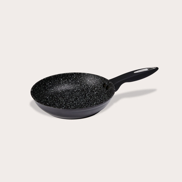 The Zyliss Ultimate Non-Stick Frying Pan features a black speckled Swiss non-stick interior and a long handle, shown on a plain light background. #20cm/8"