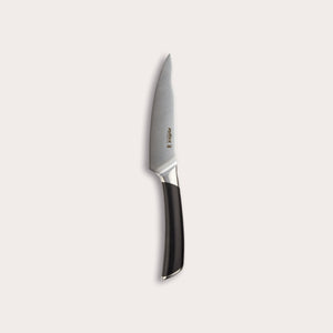 The Zyliss Comfort Pro Utility Knife 14cm (5½) features a sharp German stainless steel blade and a black ergonomic handle, showcased against a plain light background. 