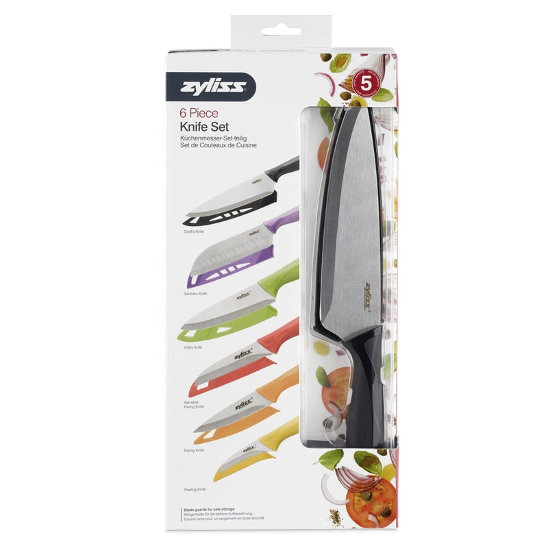 Zyliss 6 Piece Kitchen Knife Value Set with Sheath Covers