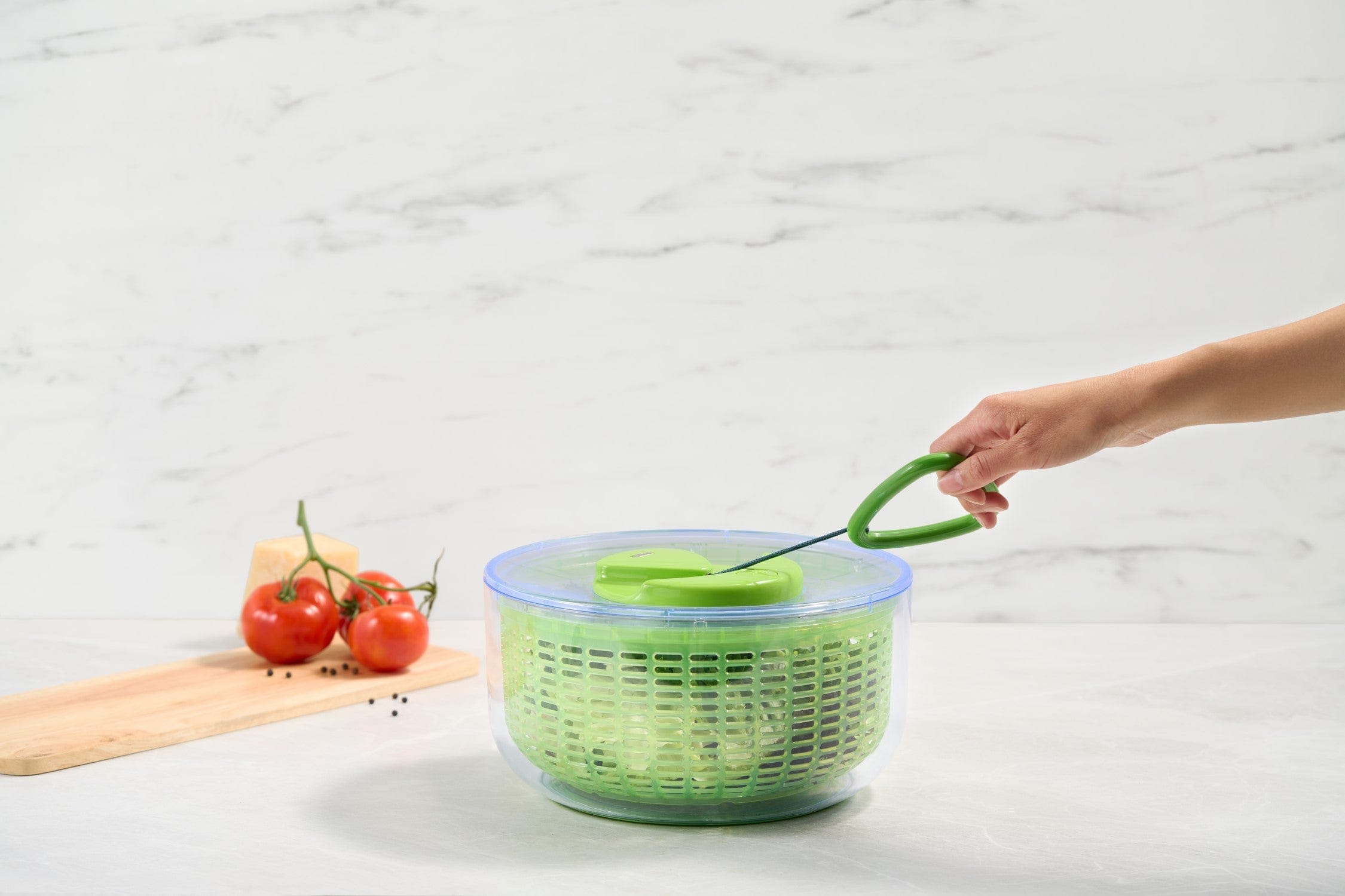 ZYLISS Easy Spin Salad Spinner, Large, Green, BPA Free
